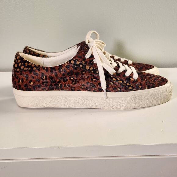 MADEWELL Sidewalk Sneakers in Painted Leopard Colorblock Calf Hair, Size 8 - Picture 8 of 13